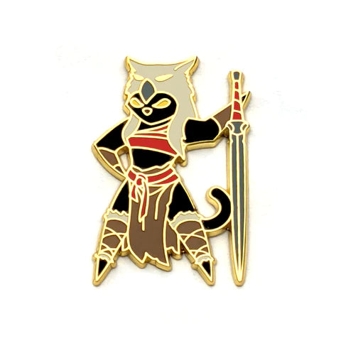 Black Cat Barbarian Pin W/ Owl Hat