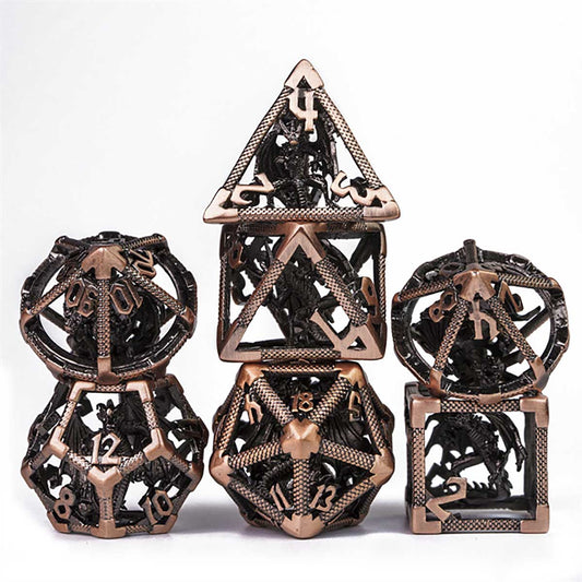 DNR UD Hollow Metal Standard Dice Set | Cage - Copper