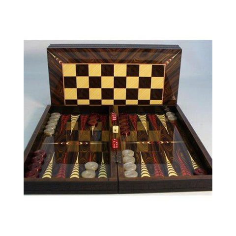Croc Trim Backgammon Set W/ 19.5 inch Chess Board