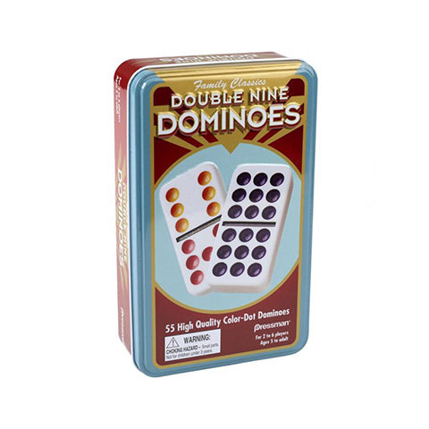 Double Nine Color Dot Dominoes in Tin