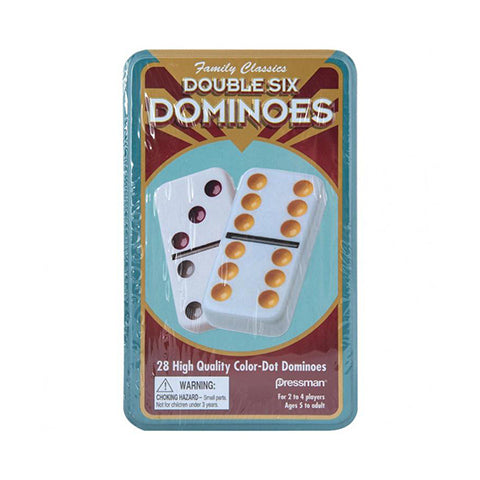 Double Six Color Dot Dominoes in Tin