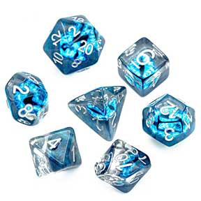 Demon Eye Blue filled Dice with white font 7 Dice Set [UDREEY03]
