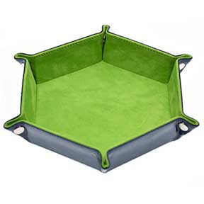 Light Green Velvet w blue PU leather backing folding Hex Dice Tray [UDPA-RB16]