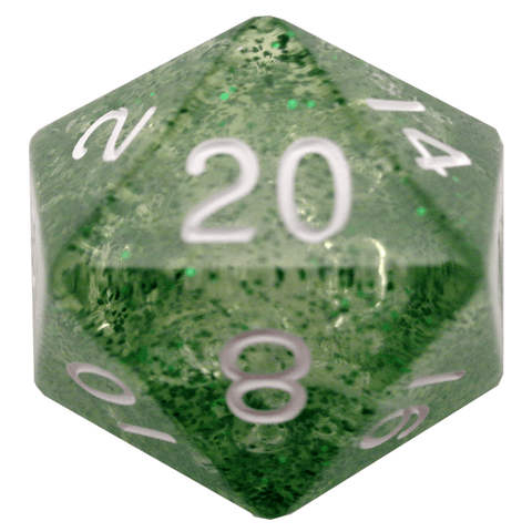 Ethereal Green w white font 35mm 1D20 die
