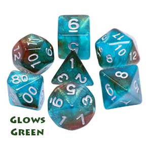 HD "Neverland" GLOW Galaxy Standard Dice Set