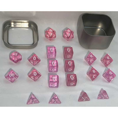 Transparent Pink with white font Set of 20 "Pandy Dice" [HDT-01]