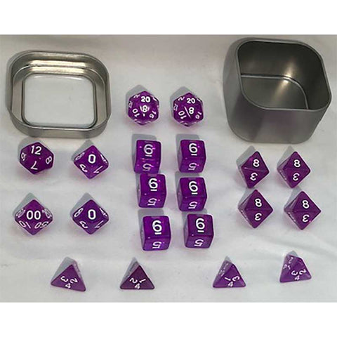 Transparent Purple with white font Set of 20 "Pandy Dice" [HDT-03]