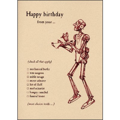 Mech Butler Birthday Card | Mechanical Butler