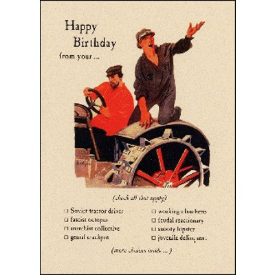 Birthday Card | Soviet Tractor Driver