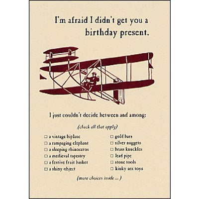 Belated Card | Vintage Biplane