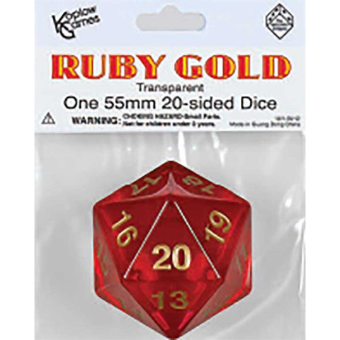 55mm Transparent D20 Countdown die - Ruby Gold [KOP17970]