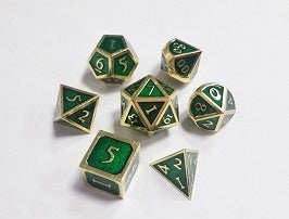 Metallic Green Enamel with gold edges and font 7 Dice Set [CYC02251]