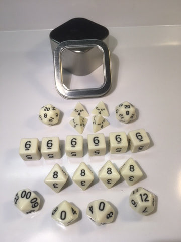 Opaque Ivory with black font Set of 20 "Pandy Dice"