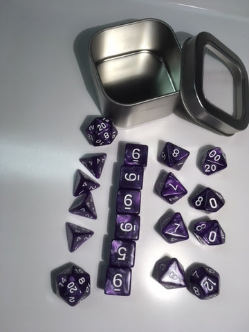 Pearl Purple with white font Set of 20 "Pandy Dice"