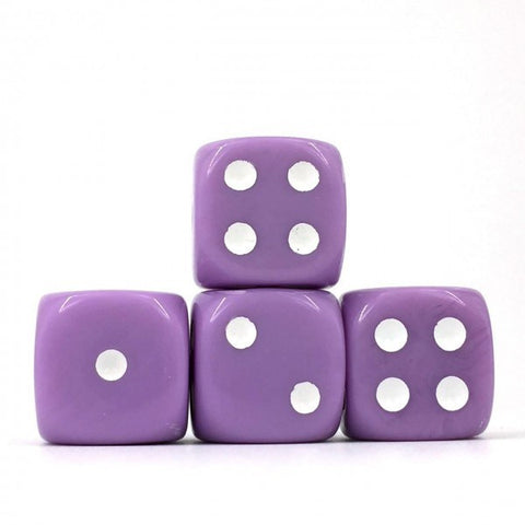 Opaque Lavender with white pips Set of 12D6 Dice