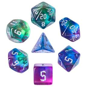 Blend "Aurora" with silver font Set of 7 Dice [HDB-89]