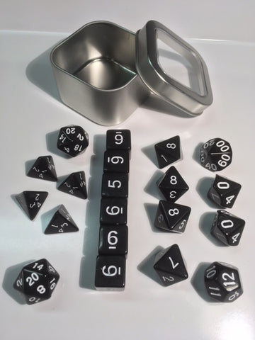 Opaque Black with white font Set of 20 "Pandy Dice"