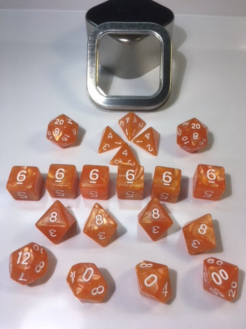Pearl Orange with white font Set of 20 "Pandy Dice"