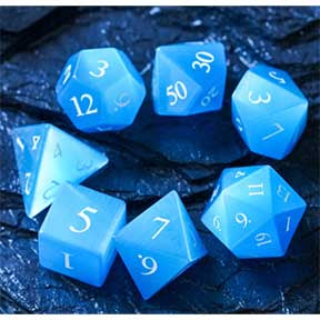UD Gemstone Standard Dice Set | Blue Cats Eye/White