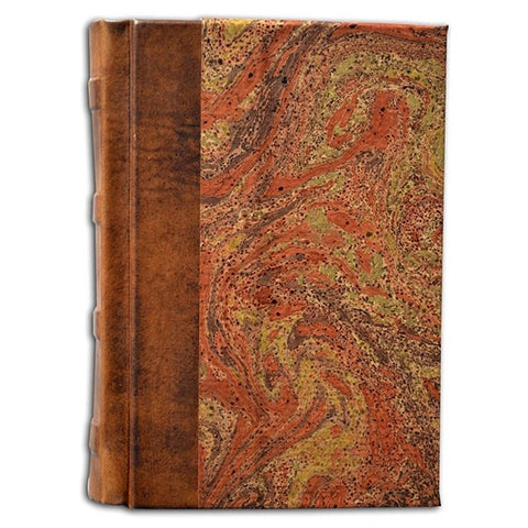 Leather & Marble Journal Book 5x7"-Made in Italy | Brown