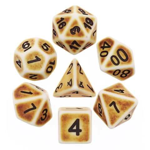 Ancient Brown with black font Set of 7 Dice [HDA-01]