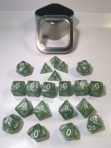 Pearl Pale Green with white font Set of 20 "Pandy Dice"