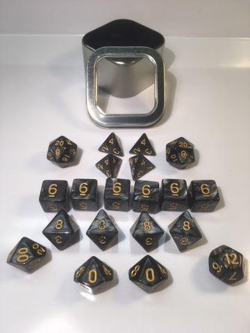 Pearl Black with gold font Set of 20 "Pandy Dice"