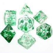 Nebula Green with white font Set of 7 Dice [HDN-04]