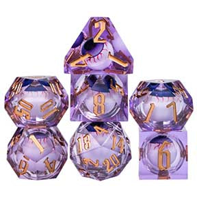 sale - DNR UD Resin Sharp Edge Standard Dice Set | Purple Eye