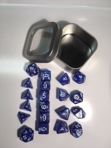 Pearl Blue with white font Set of 20 "Pandy Dice"