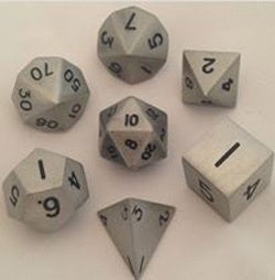 Metallic Antique Silver with black font 7 Dice Set [MD006]