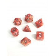 Jade Red with silver font Set of 7 Dice [HDJ-03]