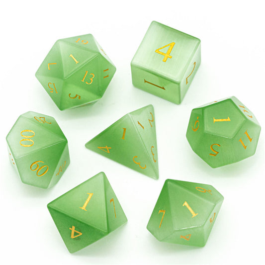 UD Gemstone Standard Dice Set | Green Cats Eye