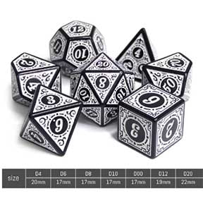 Magic Flame (White) with black font Set of 7 Dice [HDO-33]