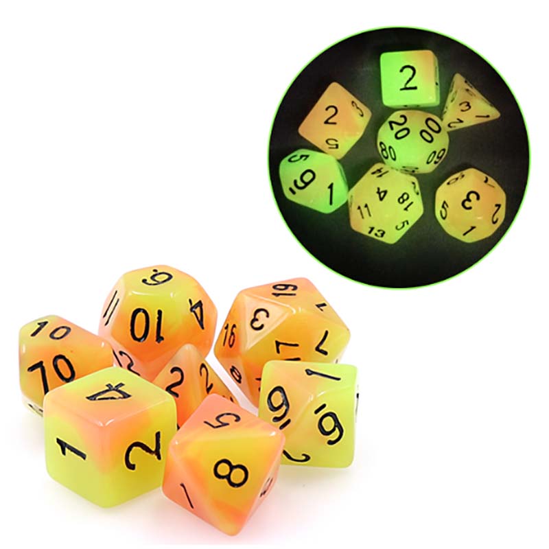 HD GLOW Standard Dice Set | Orange - Yellow