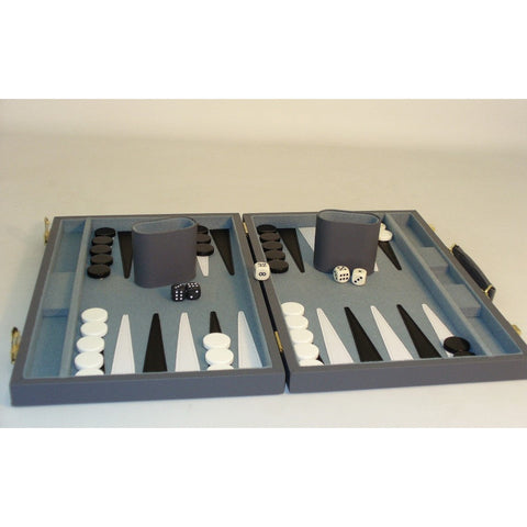 Backgammon- 18" Grey Vinyl Backgammon Set