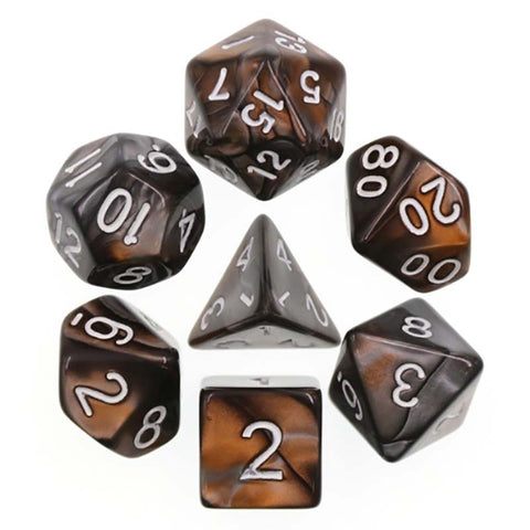Blend Gold Silver with white font Set of 7 Dice [HDB-23]
