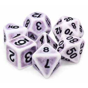 Ancient Lavender with black font Set of 7 Dice [HDA-08]