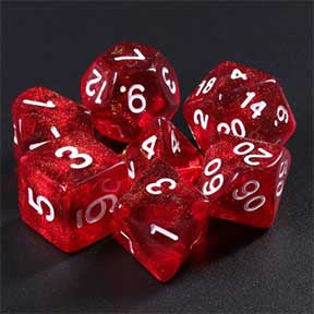 Galaxy Red "Rabbit's Eye" with white font Set of 7 Dice [HDAR-55]