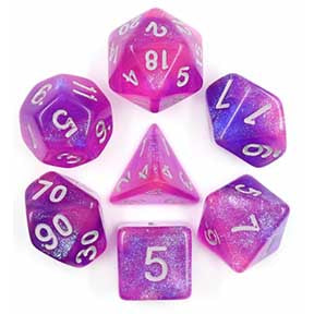 Aurora Royal with silver font Set of 7 Dice [HDAR-03]