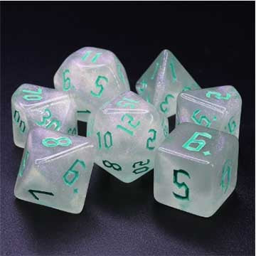 Galaxy Chaos with teal font Set of 7 Dice [HDAR-63]