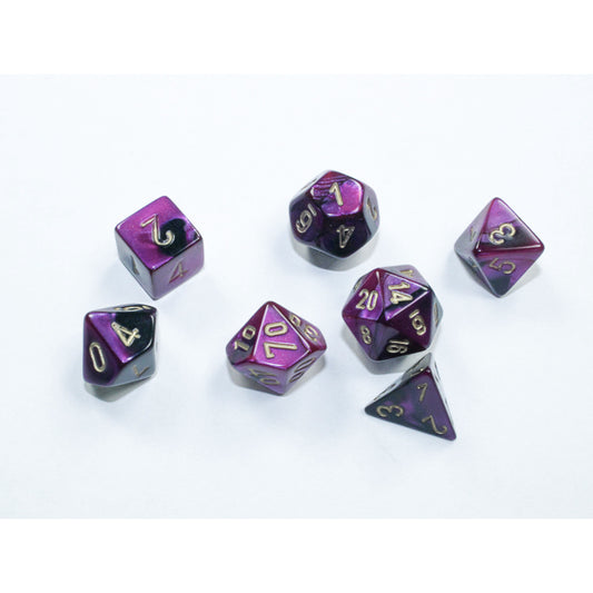 Mini-hedral Gemini Series 7DPoly Dice Set | Black & Purple
