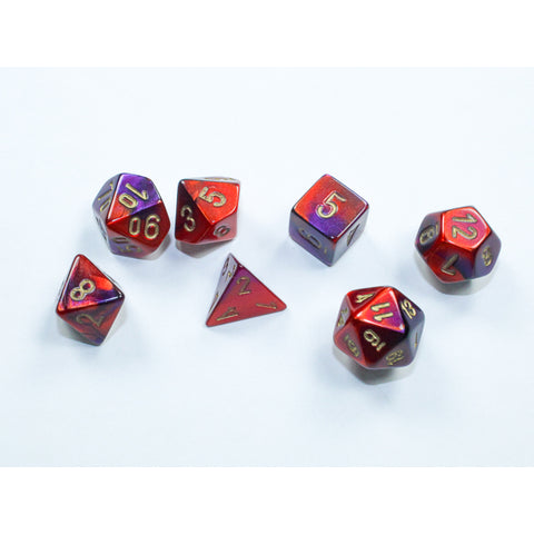 Gemini Purple-Red with gold font 10mm Mini 7 Dice Set [CHX20626]