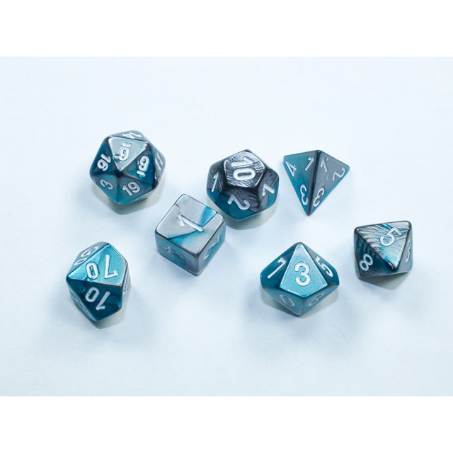 Mini-hedral Gemini Series 7DPoly Dice Set | Steel & Teal