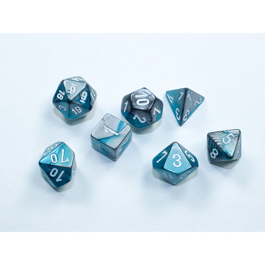 Mini-hedral Gemini Series 7DPoly Dice Set | Steel & Teal
