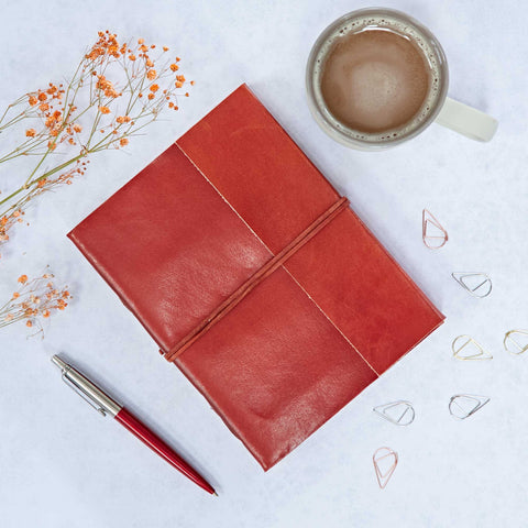 Handmade Distressed Leather Journal - Unlined Notebook | Medium
