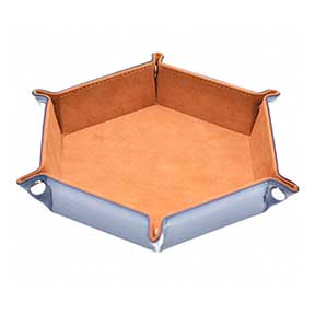 Tan Velvet w blue PU leather backing folding Hex Dice Tray [UDPA-RB23]