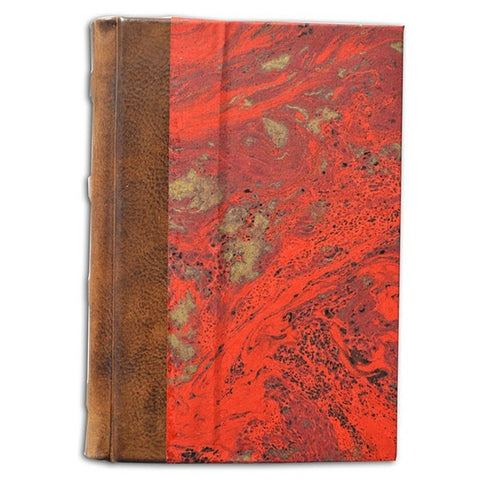 Leather & Marble Journal Book 5x7"-Made in Italy | Red