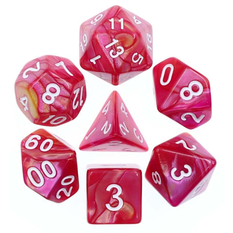 Blend Yellow Rose Red with white font Set of 7 Dice [HDB-21]