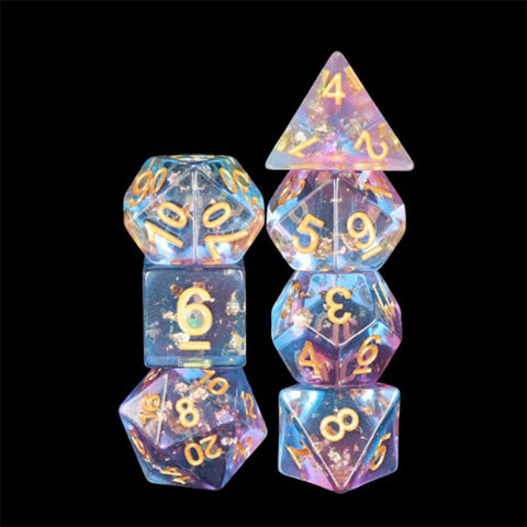 Sharp Edge "Scattered Stars" with gold font Set of 7 Dice [HDSE-04]